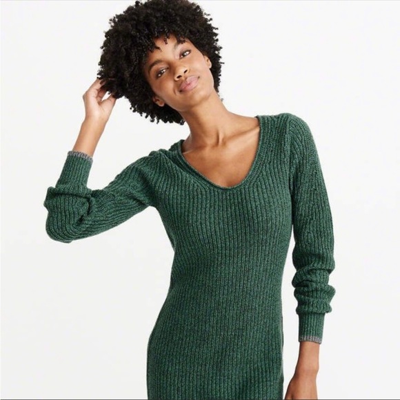 ABERCROMBIE V Neck Green Sweater Dress - Picture 10 of 13